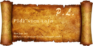 Plávics Lola névjegykártya